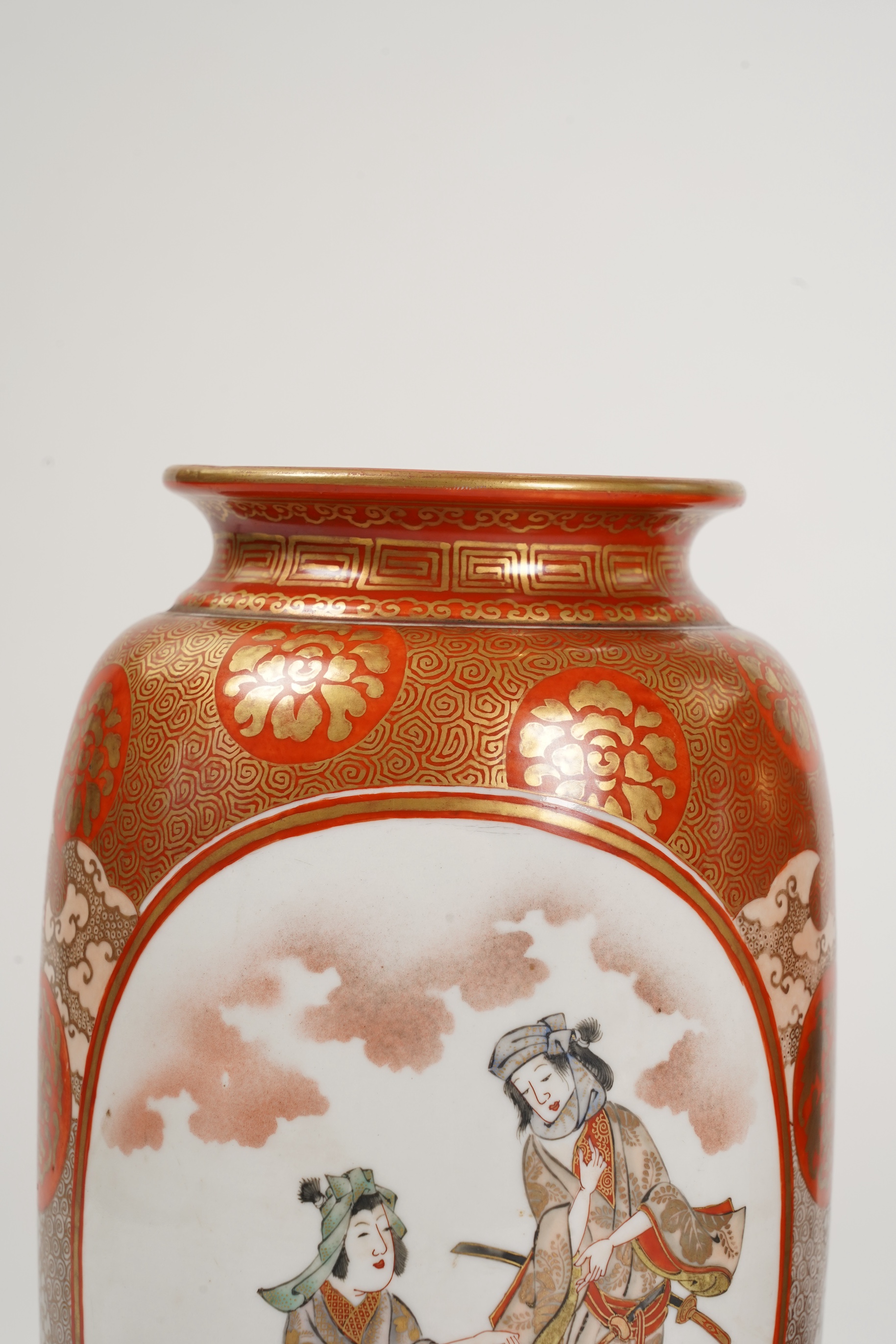 A pair of Japanese Kutani vases, Meiji period